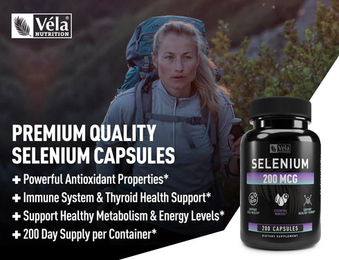 Selenium Capsule Supplement | 200mcg | Support Healthy Antioxidant, Immune, Reproductive,and Thyroid Health* | Non-GMO, 3rd Party Tested | 200 Cap...