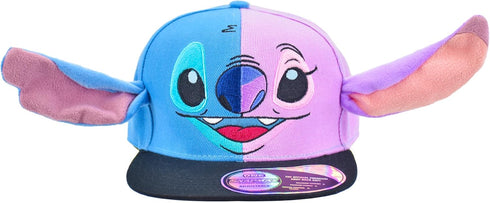 Disney Stitch Baseball Cap, Angel Face Adjustable Flat Brim Snapback Hat with 3D Ears, Multi, One Size...