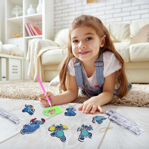 MATHARAGO Diamond Art for Kids 6 Pcs DIY Diamond Painting Keyrings Set, Painting by Number Gem Keychains Craft Kits for Kids Ages 6-12, Gifts for ...