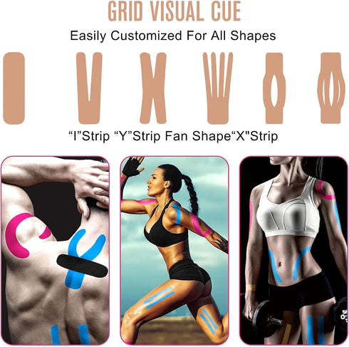 Kinesiology Tape Precut(1 Pack) Elastic Therapeutic Sports Tape Water Resistant Athletic Tape for Knees, Ankles, Shoulder, Elbow, Pain Relief and ...