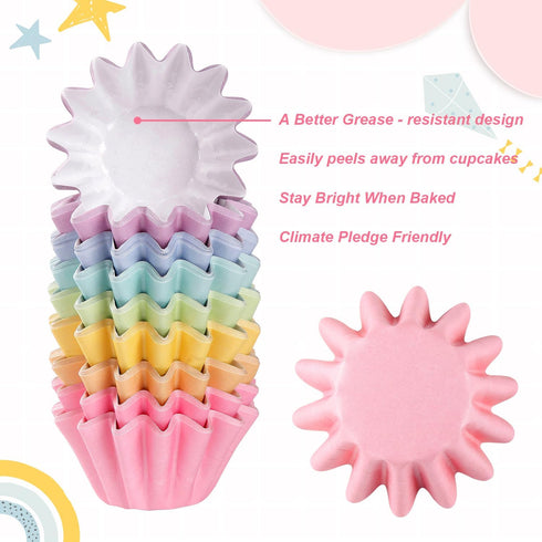 240 Pcs Grease-Resistant Mini Cupcake Liners Rainbow iridescence Heavy Duty Paper Muffin Baking Cups for Wedding Birthday Party Baby Shower(1.18 x...