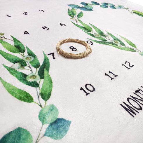 Baby Monthly Milestone Blanket Twins - Newborn Month Blanket Unisex Neutral Personalized Shower Gift Leaf Nursery Decor Photography Background Pro...