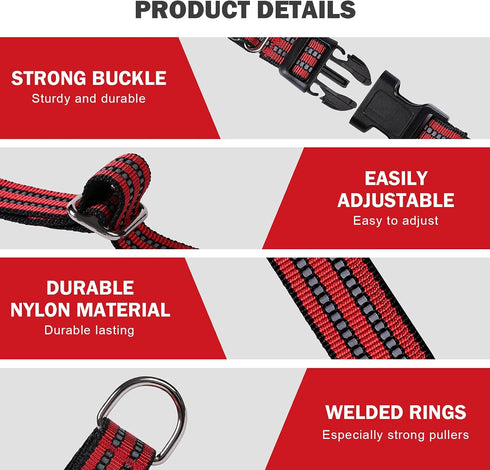 Martingale Dog Collars Reflective Nylon Dog Collar with Quick Release Buckle Adjustable Training No Slip Dog Collar (X-Small, Red)...