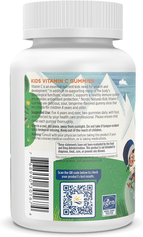 Nordic Naturals Kids Vitamin C Gummies - Tangy Tangerine - 60 Gummies - Vegan Vitamin C Supplement - Children’s Immunity and Antioxidant Support -...