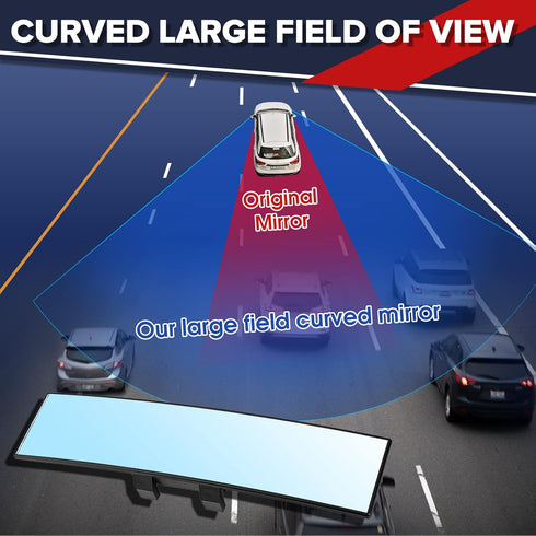 Car Interior Large Rear View Mirror,Universal Car Rearview Mirror Universal Interior Clip On Panoramic Rear View,Reduce Blind Spot Effectively for...