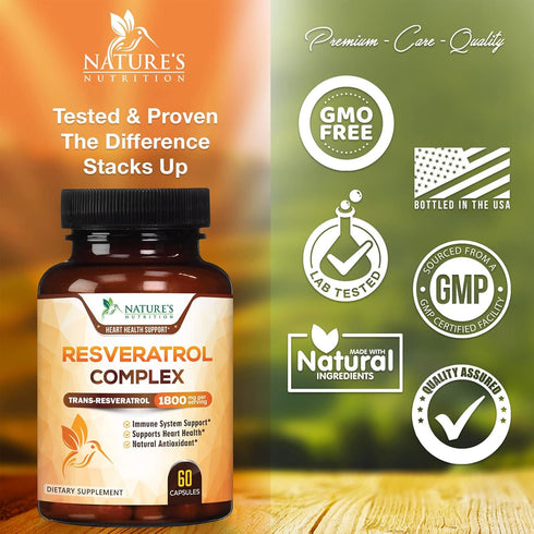 Resveratrol 1800mg Per Serving - Potent Antioxidants for Immune Support - Extra Strength Trans-Resveratrol Supplement Supports Healthy Aging & Hea...