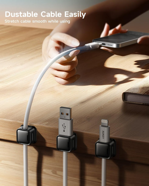 Cord Organizer Holder, 8 Pack Magnetic Desk Cable Clips Management, Hide Phone Charging Cable Keeper, Strong Adhesive Wire Charger Holder for Nigh...