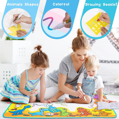Kids Toys Water Doodle Mat: Dinosaur Painting Coloring Pad for Toddlers 1-3 - Aqua Magic Drawing Board for 2 3 4 Year Old Toddler Arts and Crafts ...
