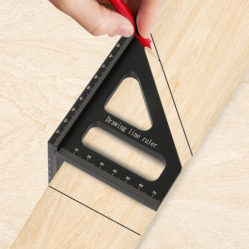 Metric 3D Multi-Angle Measuring Ruler,45/90 Degree Aluminum Alloy Woodworking Square Protractor, Miter Triangle Ruler High Precision Layout Measur...