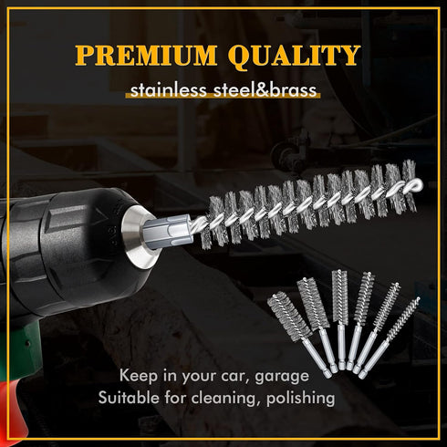 12 Pieces Bore Brush for Drill Wire Bore Brush Set Wire Cleaning Brush Set Stainless Steel Cleaning Brush for Power Drill Impact Driver (Stainless...