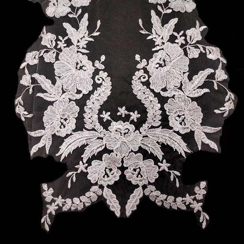 Apparel Sewing Bridal Wedding Dress Sewing Supplies Embroidery Tulle Clothes Fabric Back Collar DIY Lace Accessories Floral Lace Fabric(White)...