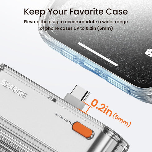Flow Mini Portable Charger, 5000mAh Small Power Bank with Changeable Plugs and Built in Cable, Dual Output USB-C External Battery Compatible with ...