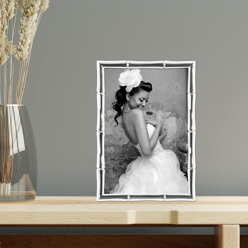 Lawrence 710146 Silver Metal Bamboo 4x6 Picture Frame...