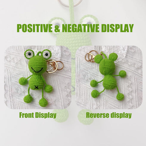 Handmade Cartoon Frog Animal Keychain, 1 Count, Green...