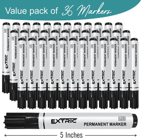 Black Permanent Markers, Chisel Tip, 36 Count Bulk, Quick Drying Ink, Writes on Eggs, Paper, Plastic, Metal and Glass, Great for Home, Office and ...
