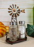 Ebros 6.5"Tall Rustic Country Farm Agricultural Windmill Outpost Salt And Pepper Shakers Holder Display Stand Set Western Kitchen Dining Home Deco...