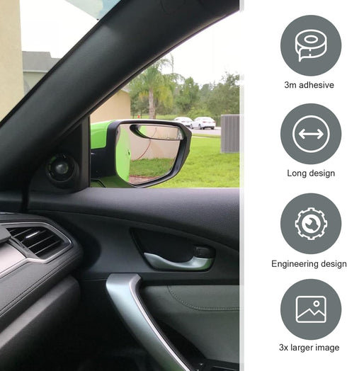 2 PCS Car Rearview Blind Spot Mirror, 5" x 1.18" Rectangular Adjustable Convex Wide-angle Mirror, Reversing Auxiliary Mirror, Universal for Cars E...