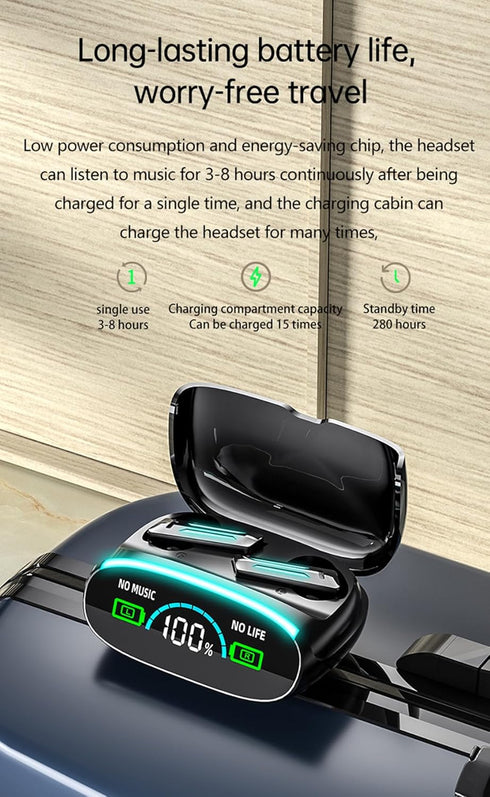 True Wireless Earbuds, 2024 Bluetooth Headphones 5.3 Earbuds, Waterproof Touch Control Ear Buds in-Ear Built-in Mic, with LED Power Display, IP7 W...