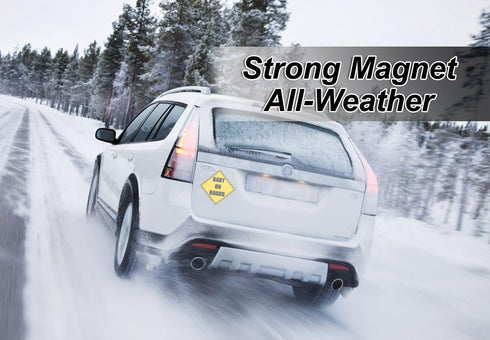 Zento Deals 2 Pack of Baby on Board Reflective Bright Yellow Magnetic Signs for Car - Best Safety Sign Accessories for Cars 5’’ by 5’’...