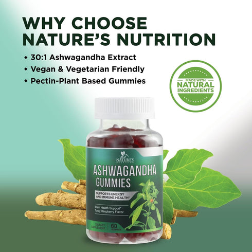 Ashwagandha Gummies for Women & Men, 3000mg Equivalent, Vegan, Plant Based, Non-GMO, Gluten-Free & Gelatin Free, Ashwagandha Supplement for Natura...