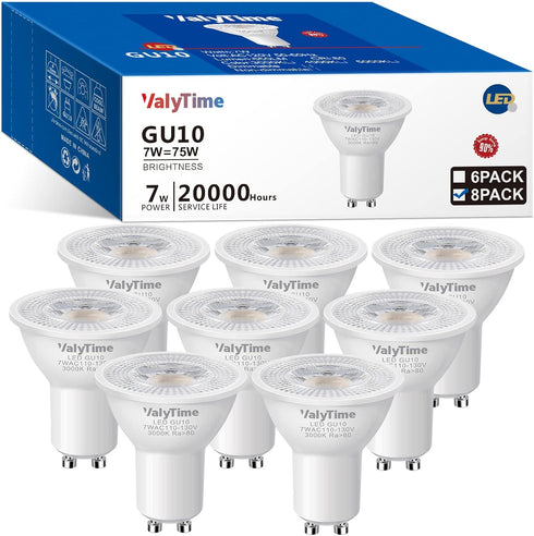 GU10 LED Light Bulbs 7W (50W -60W-75W Equivalent) GU10 Shape Halogen Replacement Bulb 38° 120V 650Lm Non-dimmable for Track Spot Lighting Indoor R...