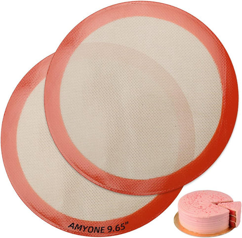 Round Silicone Baking Mats for 10 inch Cake Pan, 10 Inch Cake Mat/Tortilla Press Liner/Pizza Mat/Dough Mat for Cake/Tortilla/Pie/Pizza/Dough/Pastr...