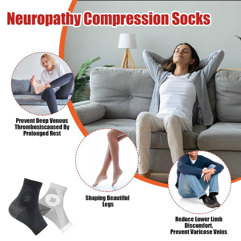 3Pairs Plantar Fasciitis Socks - Neuropathy Socks - Ankle Compression Sleeve - Toeless Compression Socks with Foot/Arch Support for Heel Spurs, Fo...
