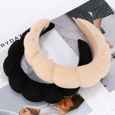 Spa Headband for Washing Face Makeup Headband Skincare Headband Face Wash Headband Black Khaki Sponge Hair Band for Washing Face Teen Girl Gifts T...