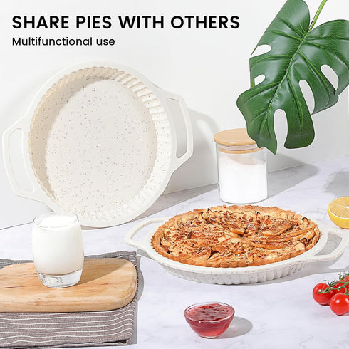 Silicone Pie Pan Non-Stick, 9 Inch Tart Pan Easy Release, Pie Dish with Handle, Quiche Baking Dish With Ruffled Edge for Microwave, Dishwasher, an...
