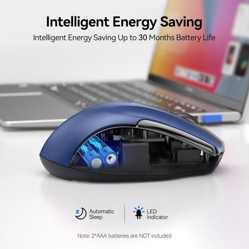 TECKNET Wireless Mouse (2.4G & BT5.0/3.0) Silent Mouse 4800 DPI Computer Mouse 6 Buttons Bluetooth Mouse, USB A Mouse Wide Compatibility - Blue...