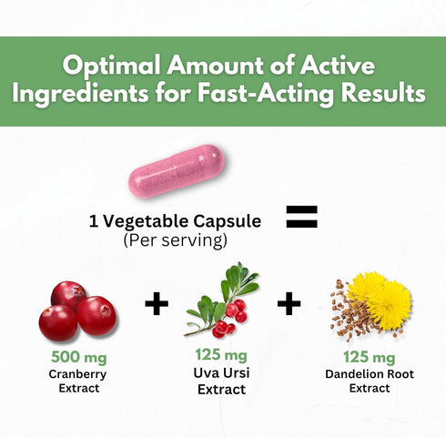 Cranberry Extract Pills - Super Strength 50:1 Whole Fruit Concentrate Equals to 25,000mg of Fresh Cranberries Plus Dandelion & Uva Ursi - Natural ...