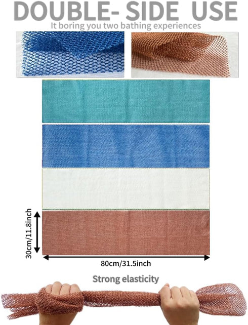 African Exfoliating Net, 4 Pieces African Net Sponge, Nylon African Bath Sponge Net, African Net Long Net Bath Sponge Shower Body Scrubber(Light b...