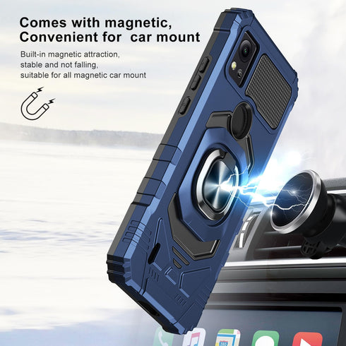 for Cricket Icon 5 Case, with Tempered Glass Screen Protector Heavy Duty Protection Technology Built-in Kickstand Rugged Shockproof Protective Pho...