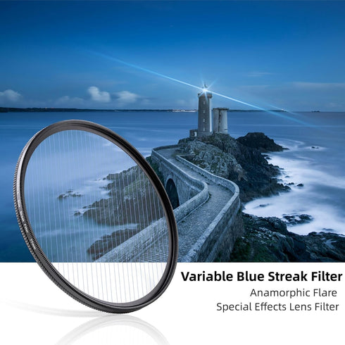 49mm Blue Streak Effect filter, Premium Optical Glass 360° Rotatable Anamorphic Flare Special Effects Lens Filter...