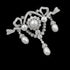 Magnificent Vintage Clear White Ribbon Trio Pearl Drop Brooch Pin Edwardian Jewelry...