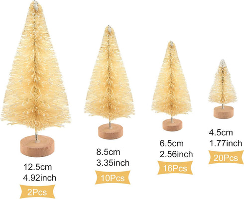 KUUQA 48 Pcs Mini Christmas Trees - Bottle Brush Tabletop Model for Decoration, DIY Room Decor, Diorama Models (White), Small Size...