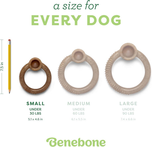 Benebone Ring Durable Dog Chew Toy for Aggressive Chewers, Real Bacon, Made in USA, Small...