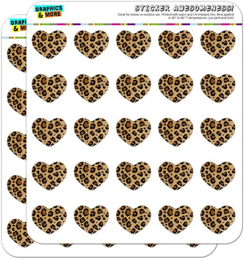 Leopard Print Animal Spots Heart Shaped Planner Calendar Scrapbook Craft Stickers...
