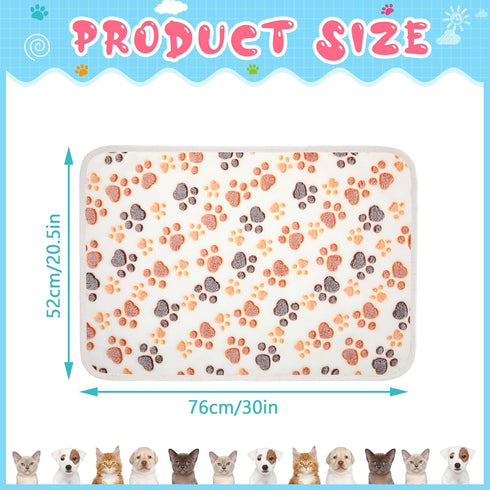 4 Pcs Pet Blanket Dog Puppy Blanket Paw Print Fleece Blanket for Small Medium Pet Dog Cat Warm Soft Sleep Mat Guinea Pig Cage Liners Blanket (Whit...
