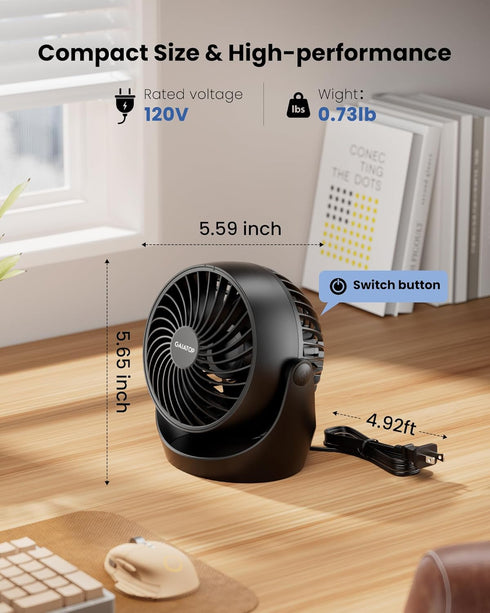 Gaiatop Air Circulator Fan, Portable Desk Fan Table Fan Dorm Fan, 5-Inch Small Fan 3 Speed with 360° Adjustable Tilt Energy-Saving Quiet Fan for H...