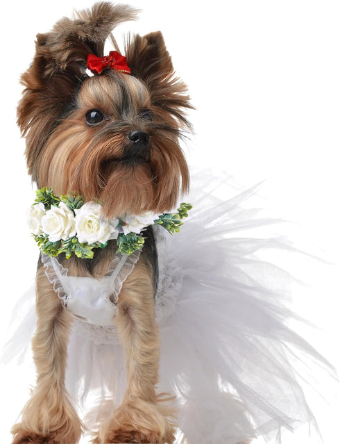 Dog Wedding Flower Collar Dog Wedding Attire Wreath Bow, for Weddings Flower Ring Pets Cats and Dog, Pet Photo Prop (Large, White, Elegant)...