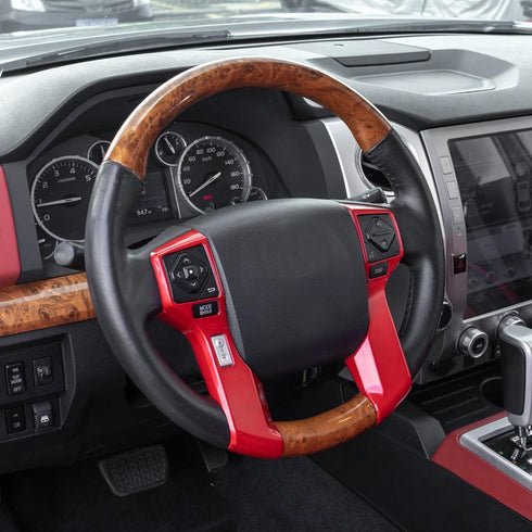 JDMCAR Steering Wheel Moulding Chrome Cover Trim Compatible with Tacoma Accessories 2016-2023, 4Runner 2010-2024,Tundra 2014-2021 (Red, 3+2 Hole)...