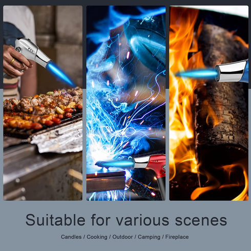 Butane Torch, Kitchen Torch Lighter, Cooking Refillable Torch with Adjustable Flame and Safety Lock for Desserts, BBQ, Kitchen (Butane Gas Not Inc...