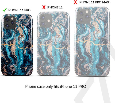 BURGA Phone Case Compatible with iPhone 11 PRO - Hybrid 2-Layer Hard Shell + Silicone Protective Case -Crystal Blue Teal Turquoise Marble - Scratc...