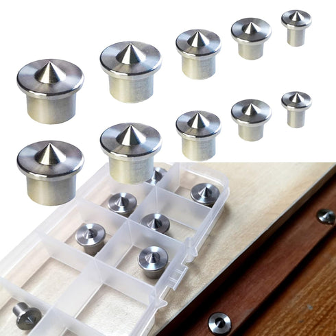 Dowel Centers, Stainless Steel Dowel Center Transfer Plugs 10PCS with 5 Sizes of 1/4" 3/8" 5/16" 7/16" 1/2" Dowel Centering Pins Joinery Accessori...