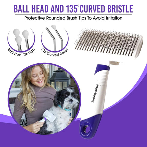 Self-Cleaning Gentle Slicker Brush, Sensitive Skin Gentle Dog Brush, for Big Dog and Large Breed, to Remove Loose Hair, Mats, Dirt - Pain Free Gro...