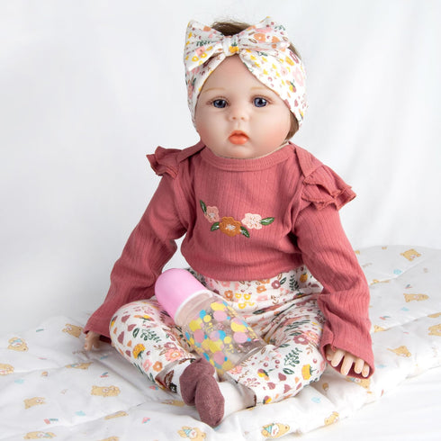 Reborn Baby Dolls Clothes 22 inch Outfit Accessories Flower 4pcs Set for 17-22 Inch Reborn Doll Newborn Girl...