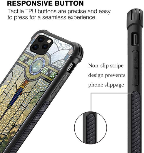 CARLOCA Compatible with iPhone 11 Pro Case,iPhone 11 Pro Cases for Girls Women Boys,Art Deco Stained Glass Window Pattern Design Shockproof Anti-S...