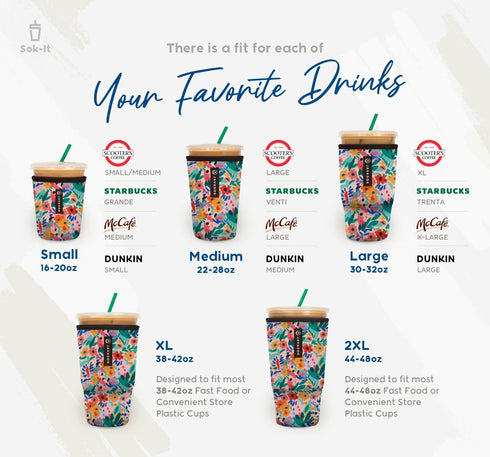 Sok It JavaSok Iced Coffee & Cold Soda Insulated Neoprene Cup Sleeve (Black, Medium: 22-28oz)...