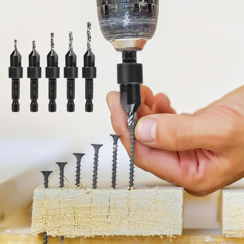 7pcs Countersink Drill Bit Set, Counter Sink Drill Bit for Wood with Wrenches Woodworking Countersink Bit for #6#8#10#12#16 Screws in Hard Wood Pl...